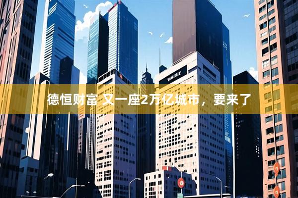 德恒财富 又一座2万亿城市，要来了